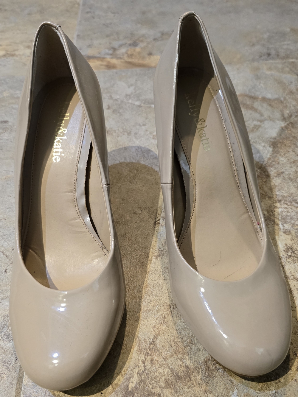 Kelly & Katie Nude Patent Round-Toe Pumps